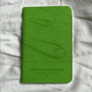 6/$24 Green Ares Vallis Mars Travel Letterpress Notebook | New!